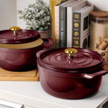 Tramontina dark red enameled cast iron Dutch oven 2-pack