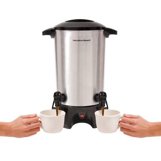 Brushed metal coffee urn with locking lid