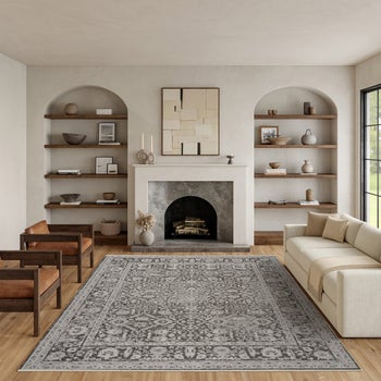 Nourison Pure Home Misty 9 x 12 dark gray area rug