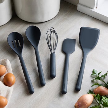 GreenPan charcoal gray silicone kitchen tools 5 piece set
