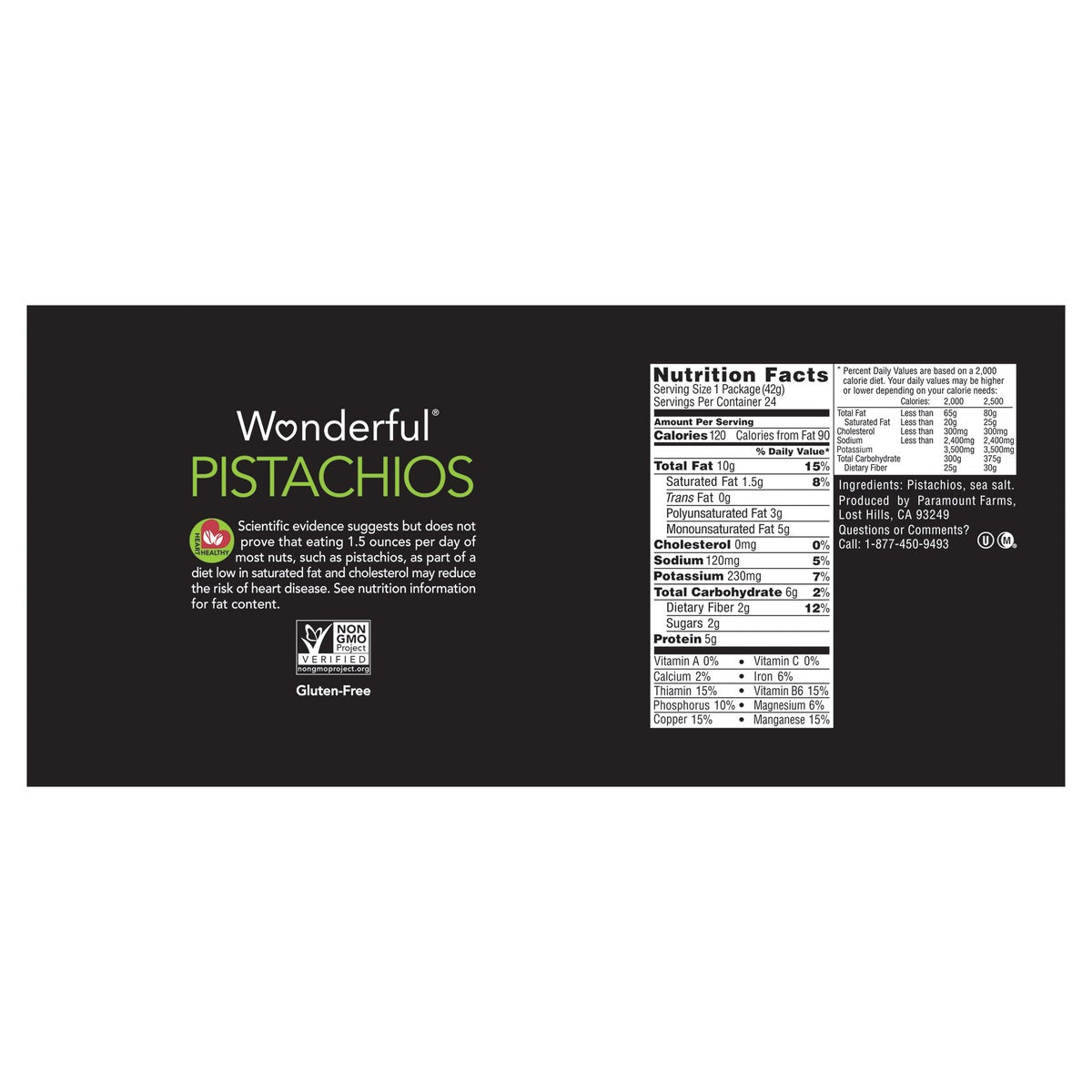 Portion-sized Wonderful pistachio snack packaging