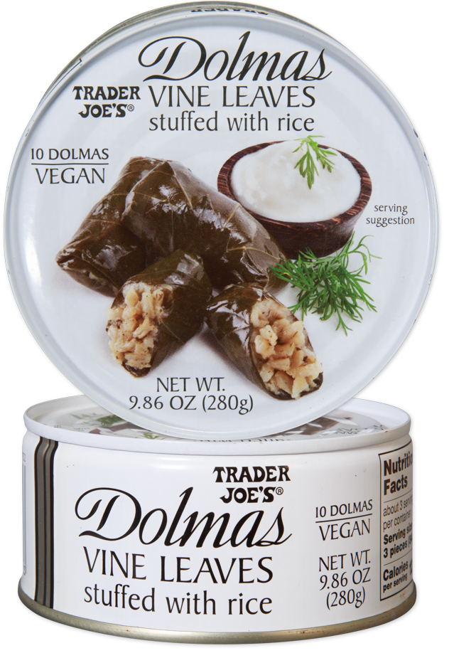 Trader Joe's vegan dolmas stuffed grape leaves