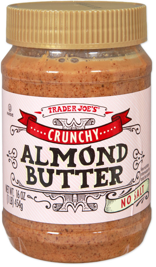 Trader Joe's crunchy unsalted almond butter jar