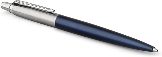 Royal blue Parker Jotter pen with stainless steel cap