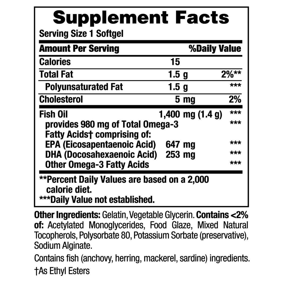 Nature's Bounty Fish Oil softgels packaging