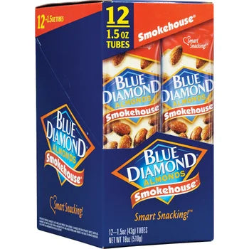 Blue Diamond Smokehouse almonds 12-count 1.5 oz tubes