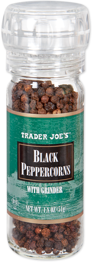 Trader Joe's black peppercorns with grinder