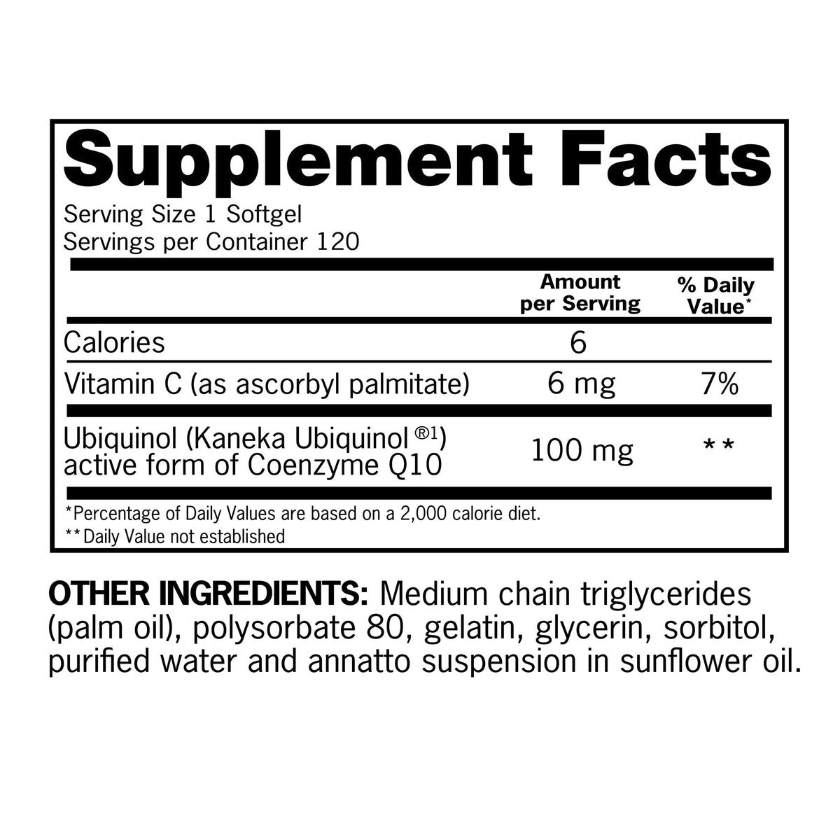 Qunol 100 mg ubiquinol dietary supplement bottle