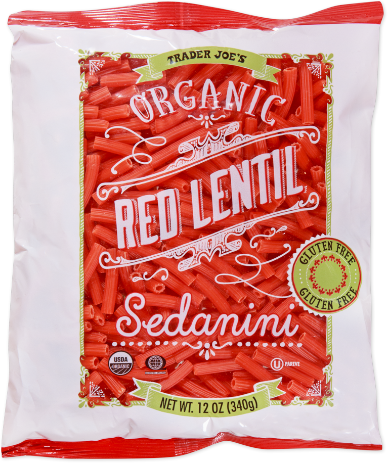 Trader Joe's Organic Red Lentil Sedanini pasta