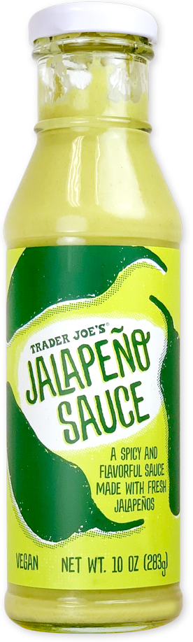 Trader Joe's vegan jalapeño sauce bottle