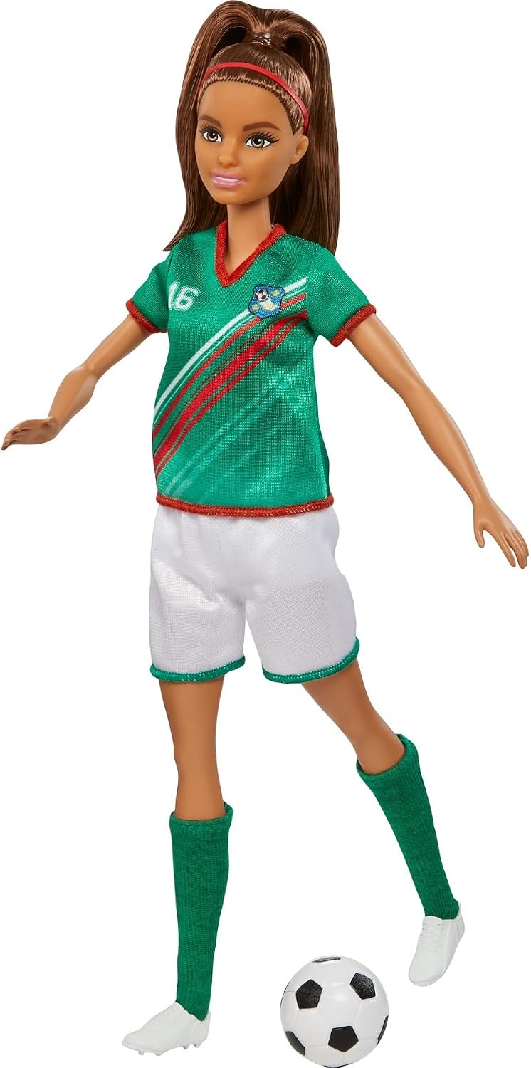 Barbie soccer doll with soccer ball accessory