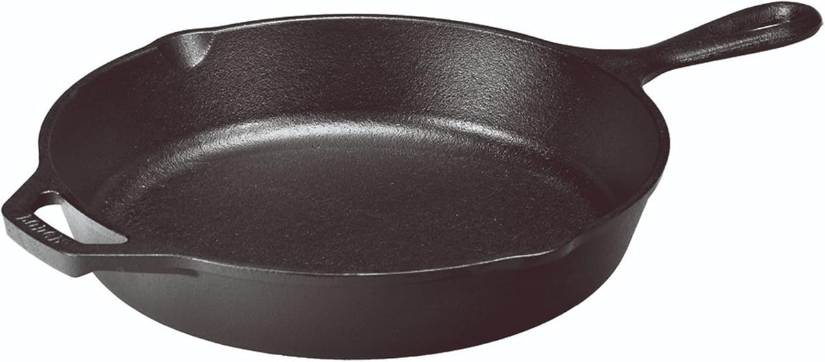 Lodge skillet for oven grill and campfire cooking