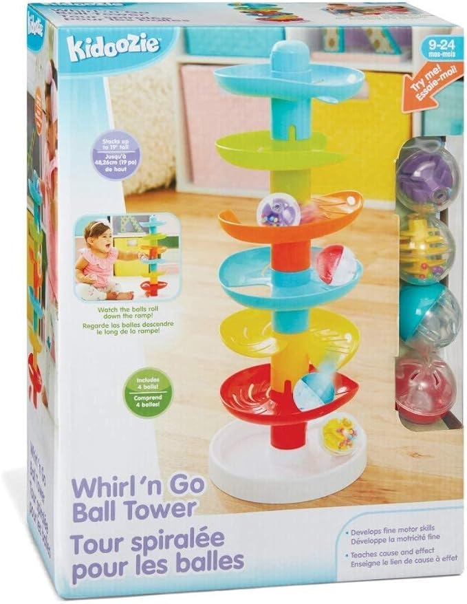 Kidoozie Whirl 'N Go toddler ball drop tower toy with colorful balls