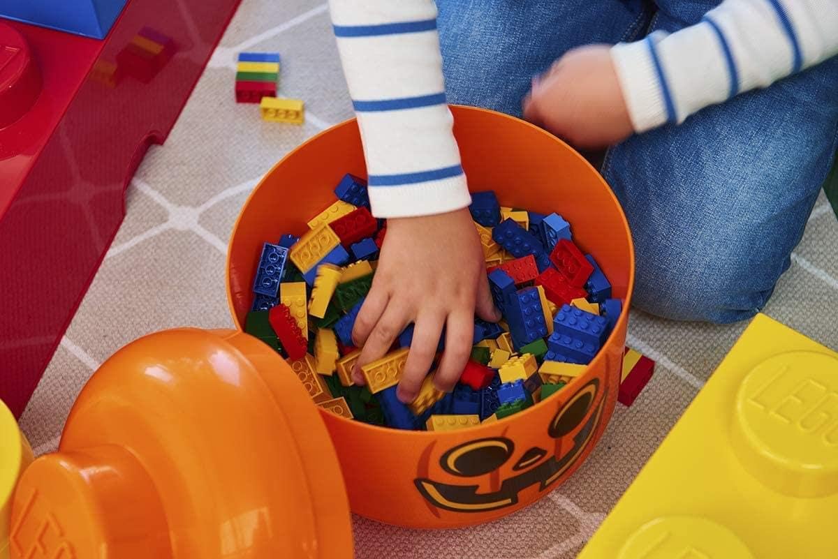 Seasonal pumpkin storage head for toys