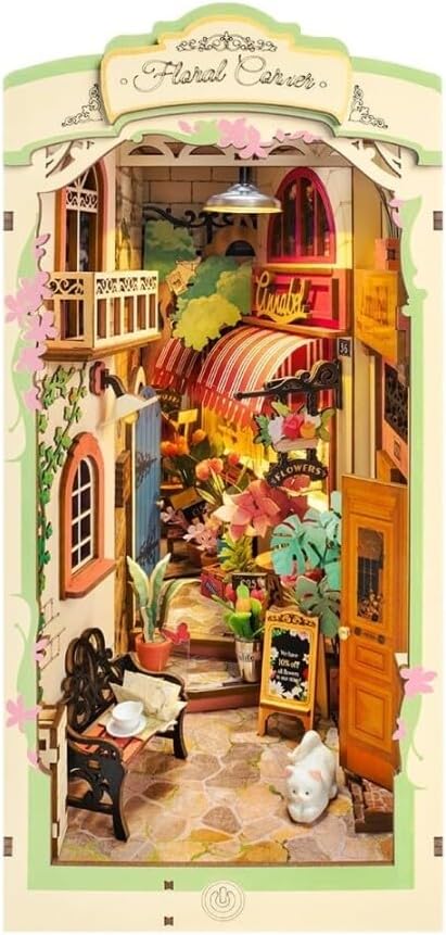 Floral miniature flower shop book nook model kit