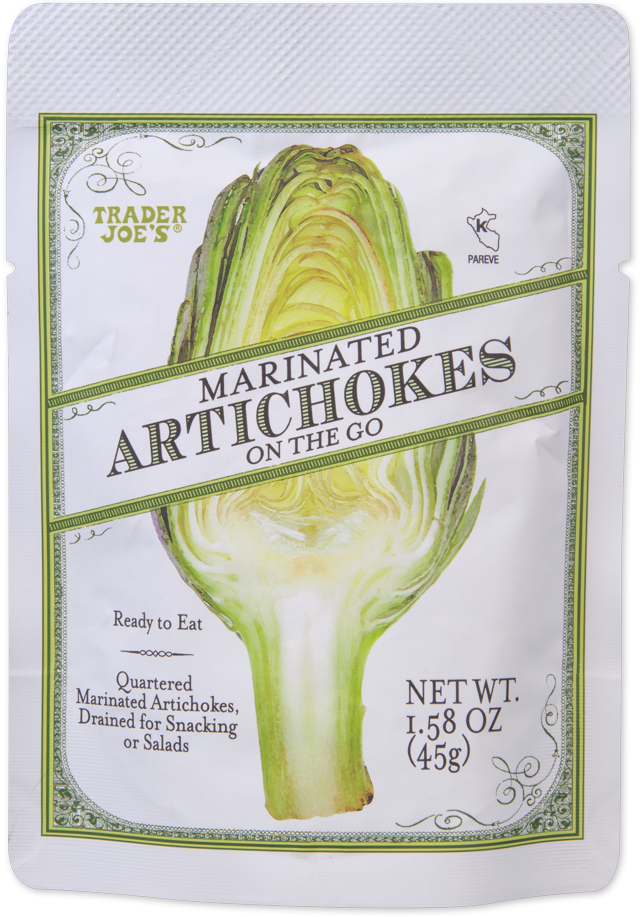 Trader Joe's marinated artichokes on the go kosher pack