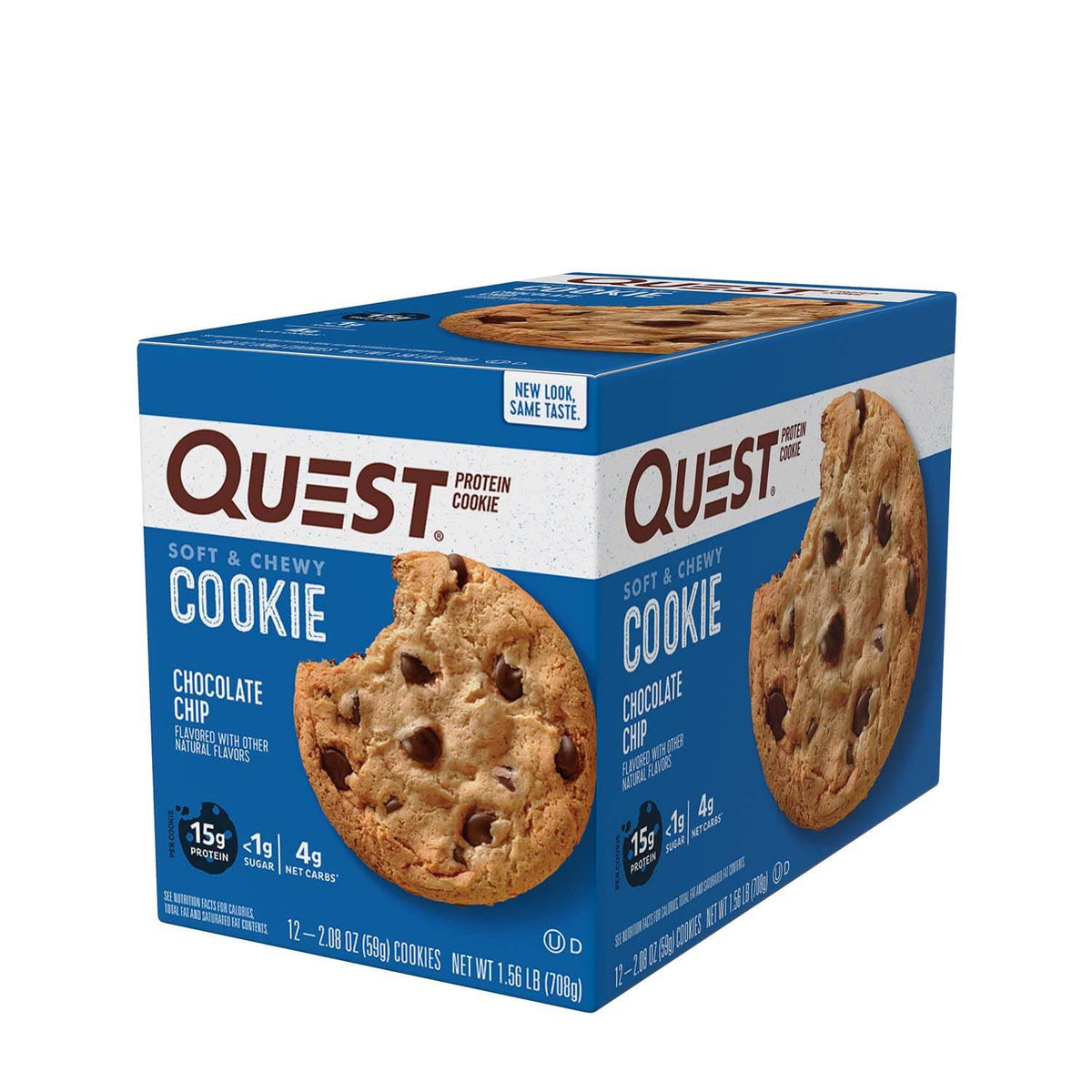 Quest soft chocolate chip protein cookies box