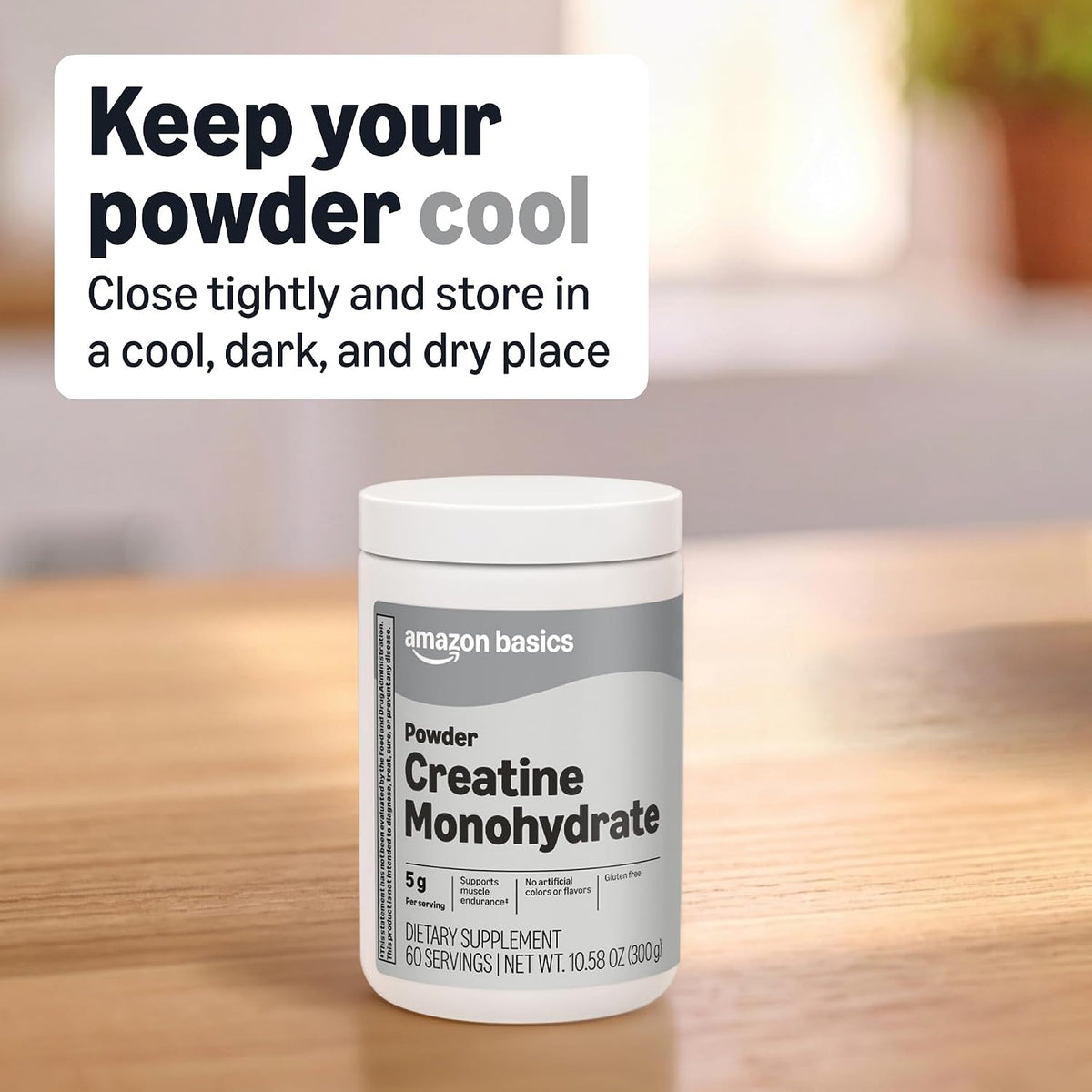 Amazon Basics unflavored creatine powder packaging