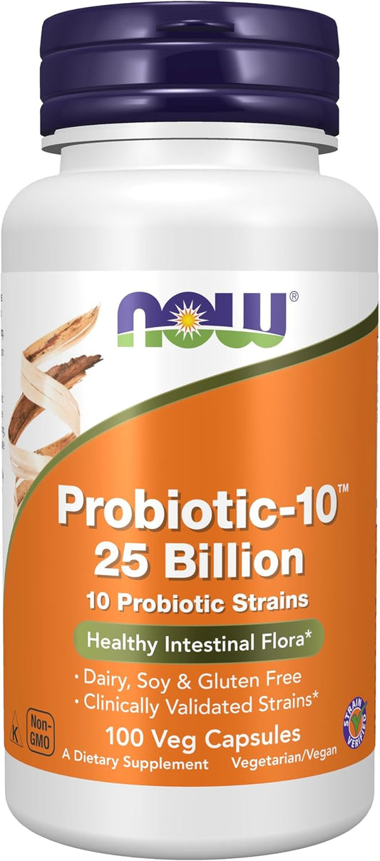 NOW Supplements Probiotic-10 digestive support capsules