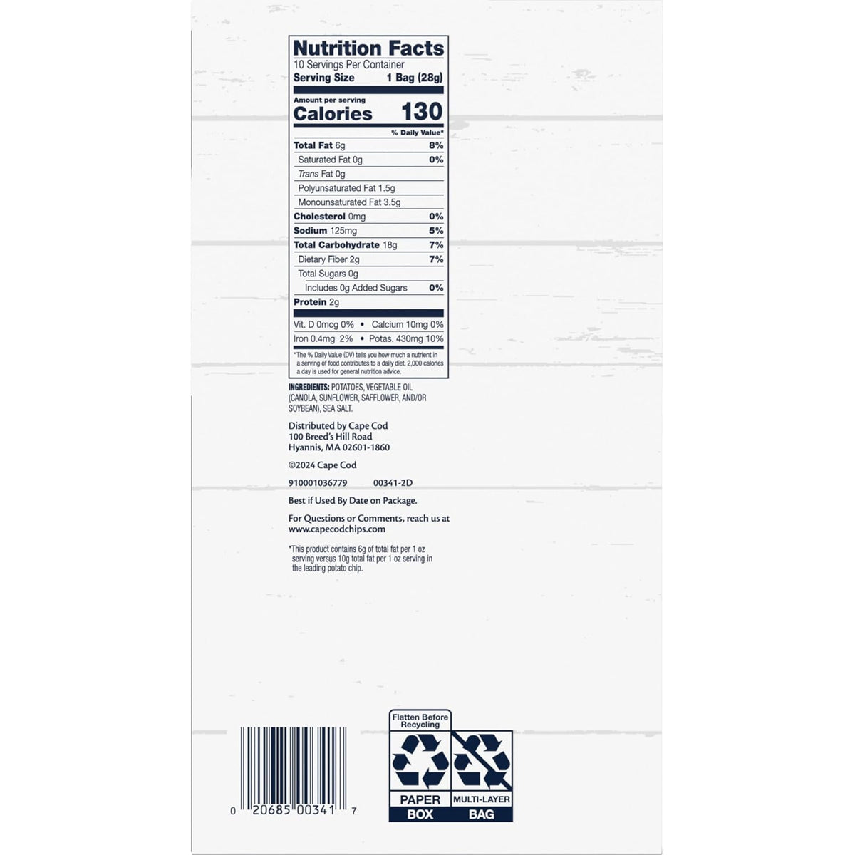Cape Cod potato chip multipack for lunches
