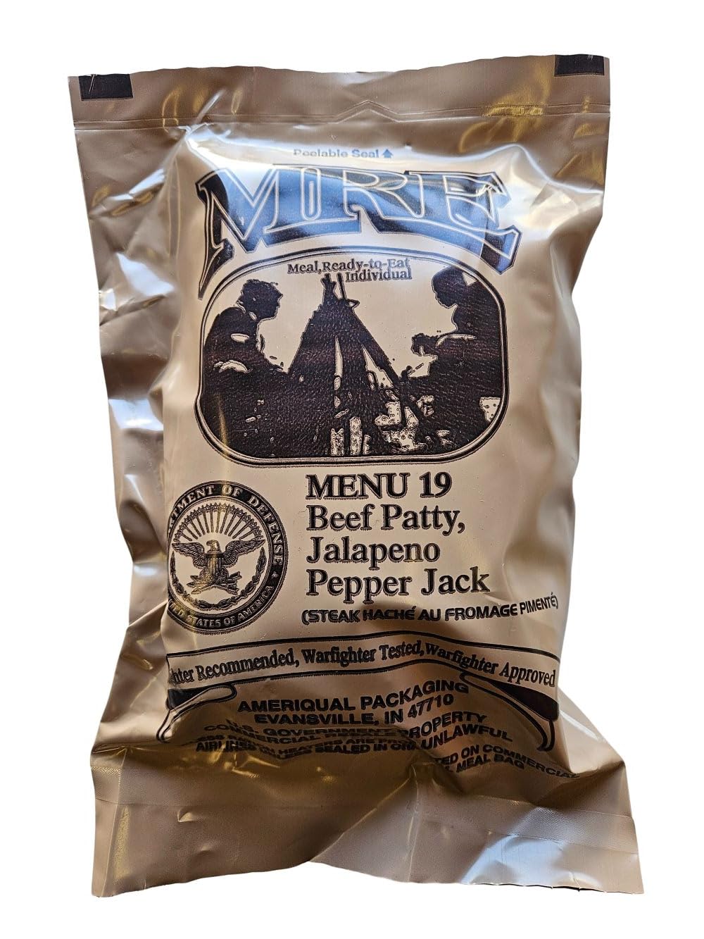 Menu #19 jalapeno pepper jack beef patty complete meal-ready-to-eat ration