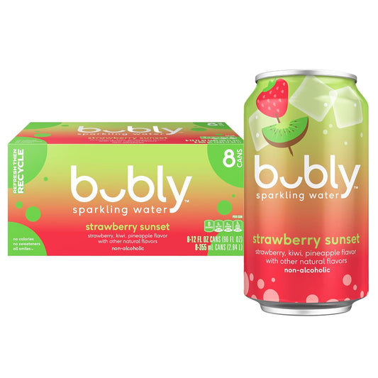 Bubly Strawberry Sunset 12 fl oz sparkling water cans