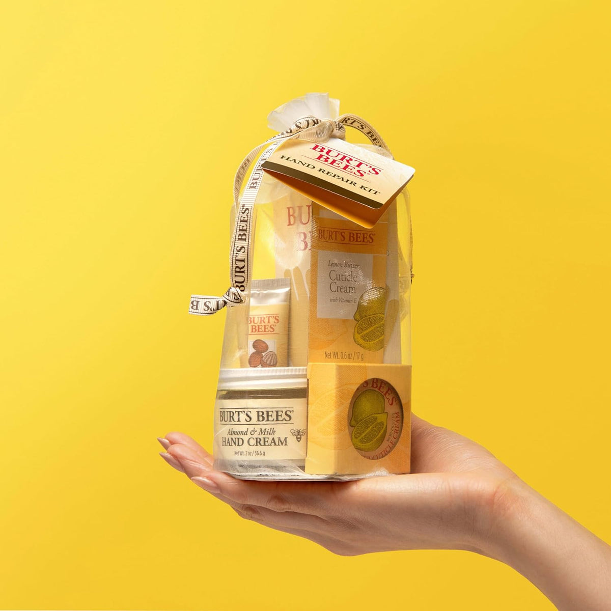 Burt's Bees moisturizing hand repair set with cotton gloves