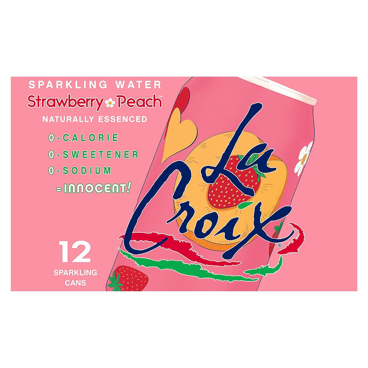 Pack of 12 La Croix Strawberry Peach carbonated water