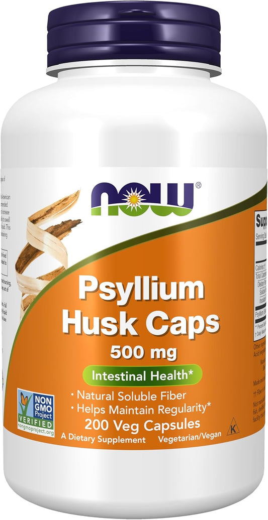 NOW Psyllium Husk Caps 200 veg caps front label