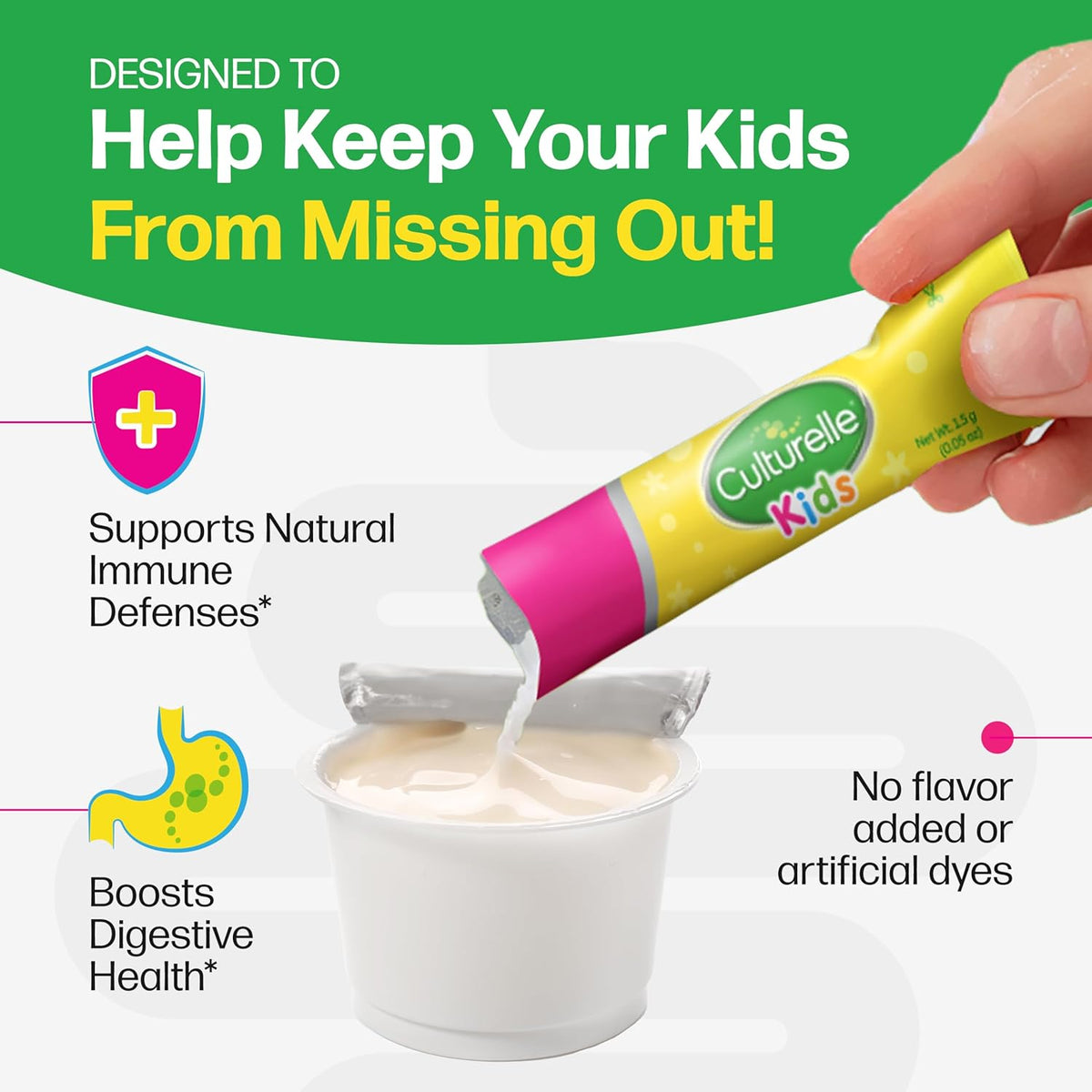 Kids unflavored daily probiotic packets by Culturelle