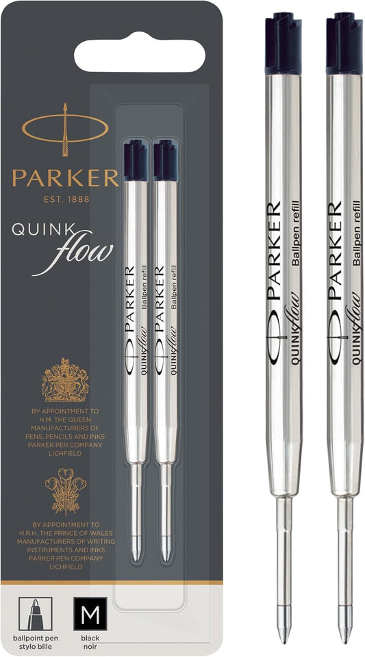 Parker black ink ballpoint refill medium tip packaging