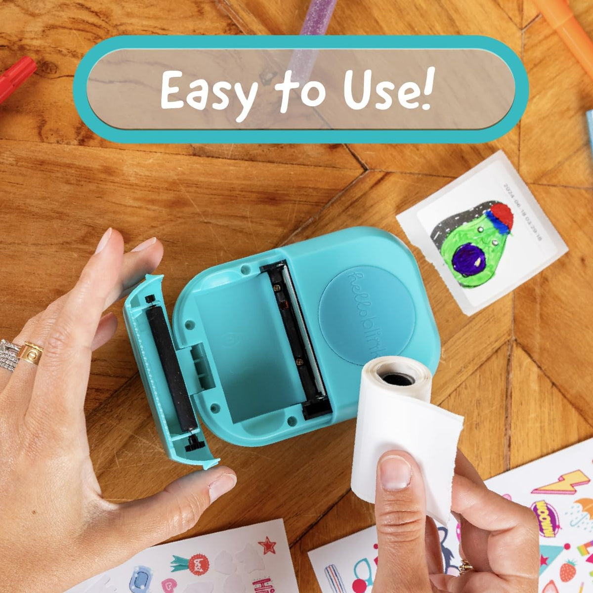 Compact wireless sticker printer for travel