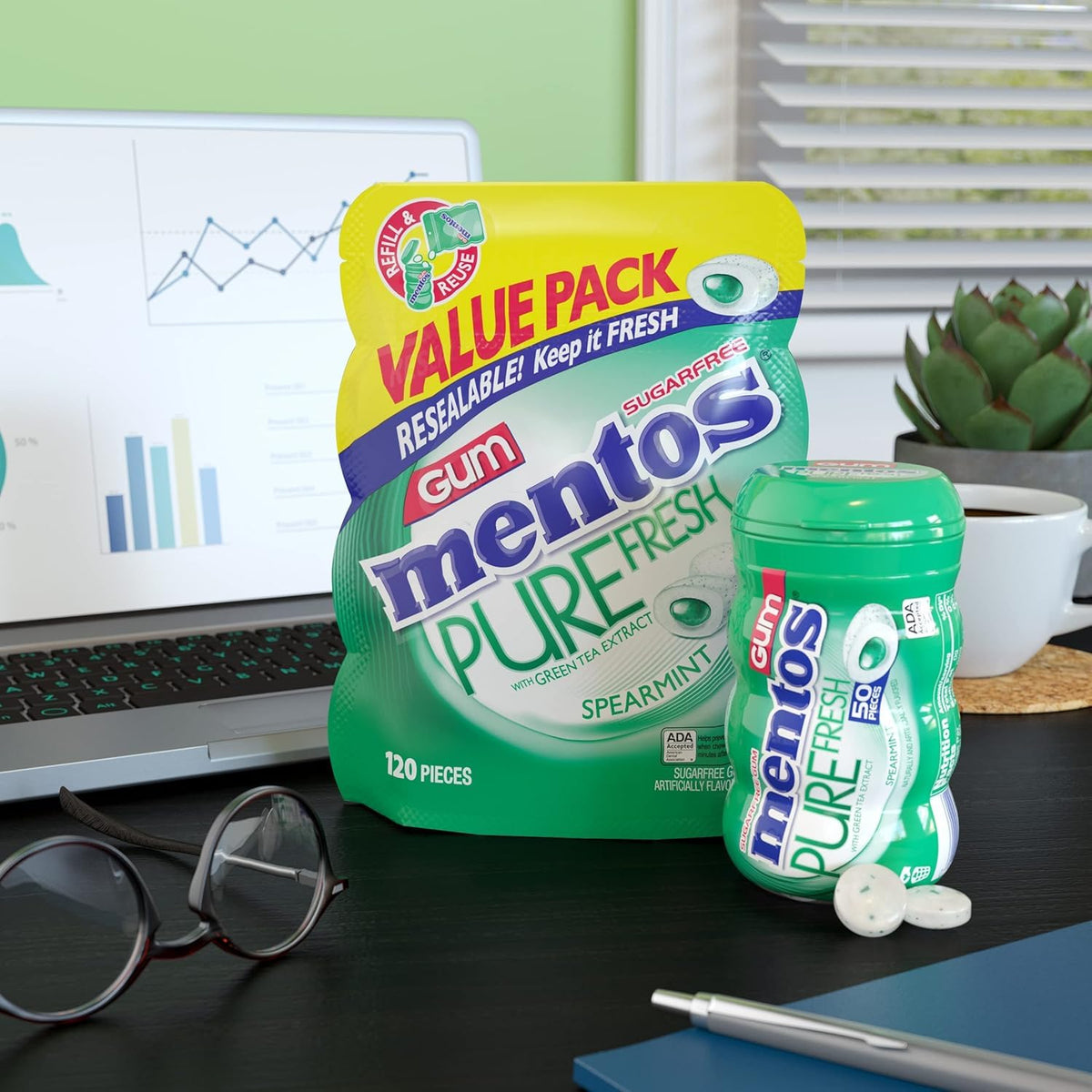MENTOS Pure Fresh 120 piece gum value bag