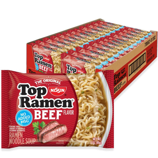Beef instant ramen noodle soup multipack