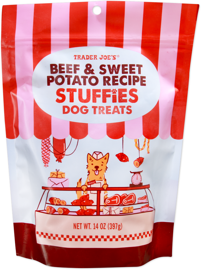 Trader Joe's beef and sweet potato recipe stuffies dog treats