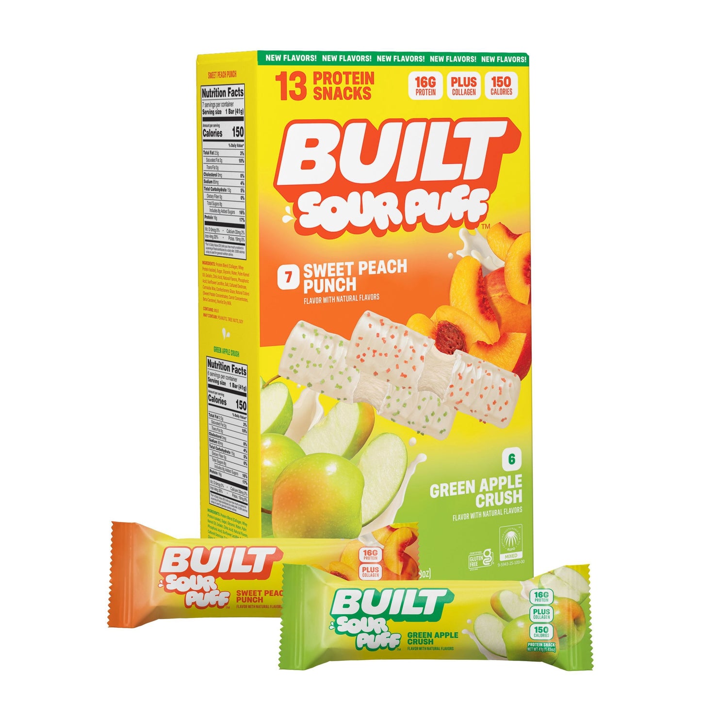 BUILT Puff Sour Puff Protein Bars variety pack 13 count
