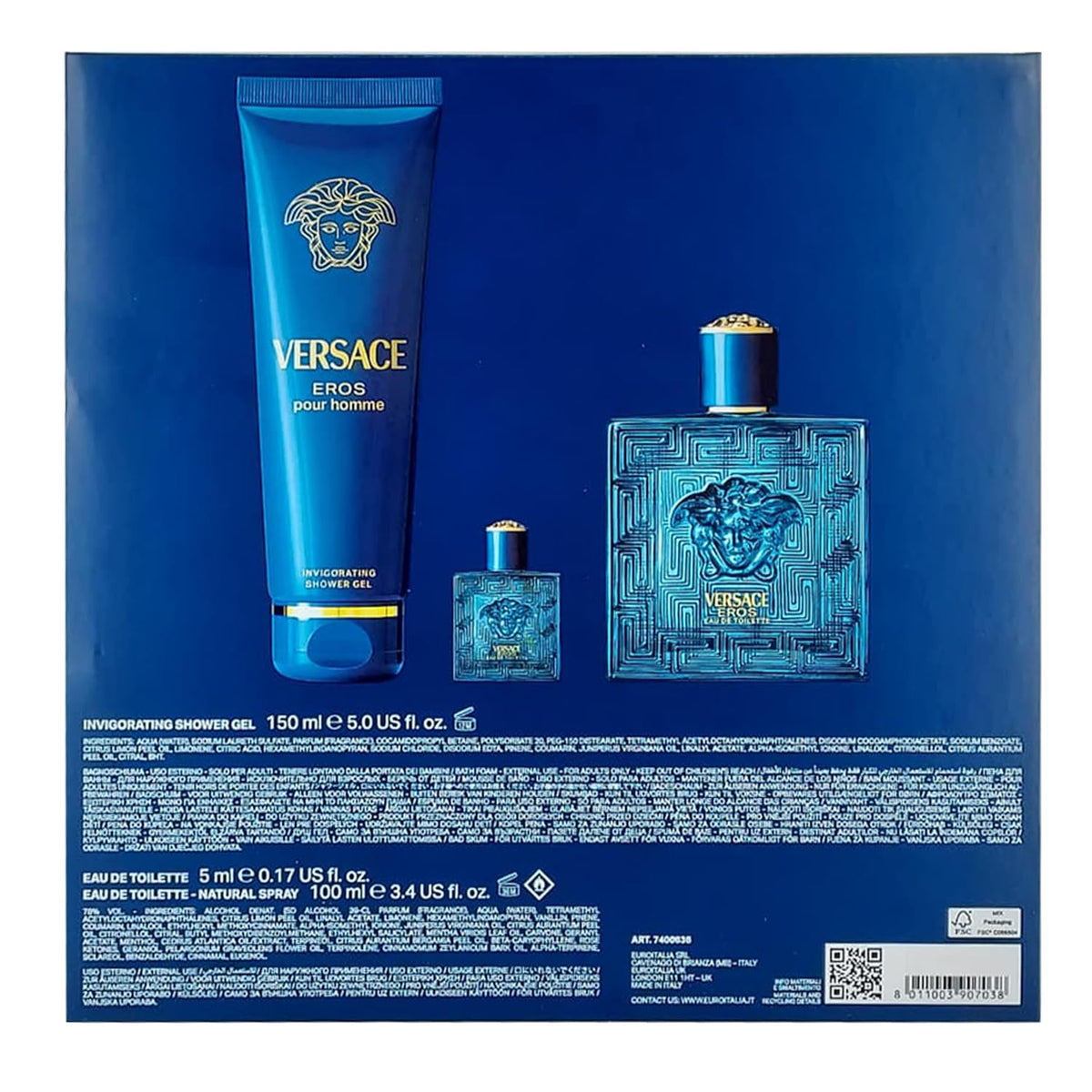 Versace Eros travel spray and full-size cologne set
