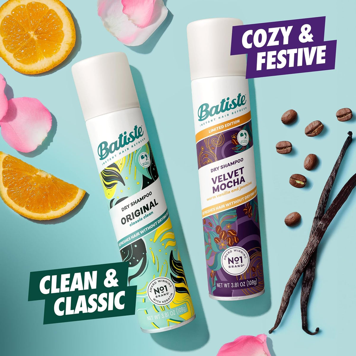 Batiste two-pack waterless shampoo for between-wash refreshes