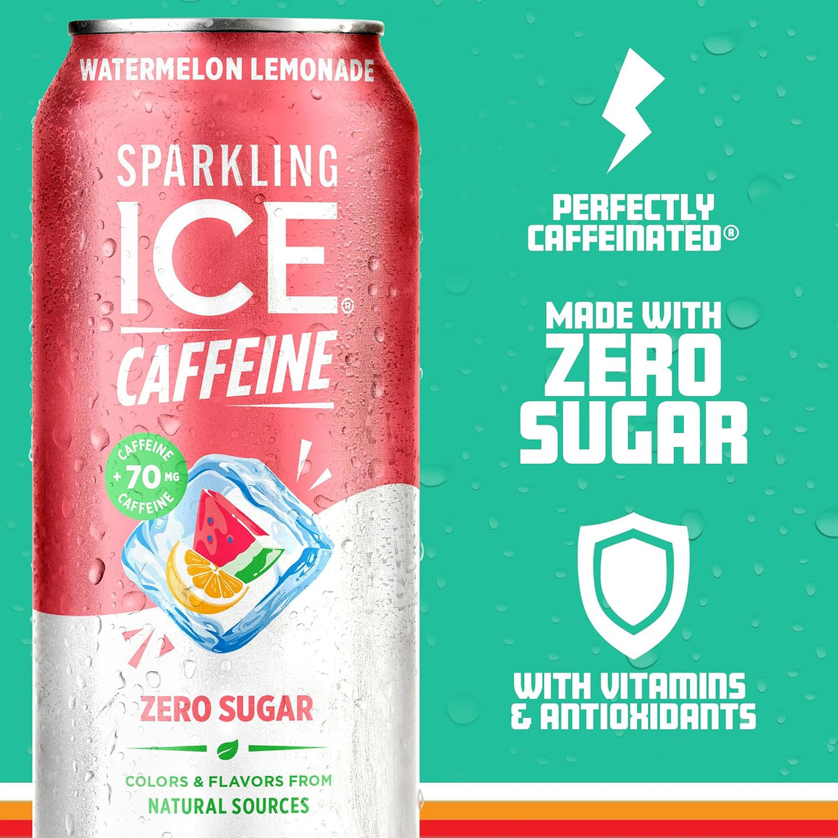 Pack of Sparkling Ice Caffeine Watermelon Lemonade drinks