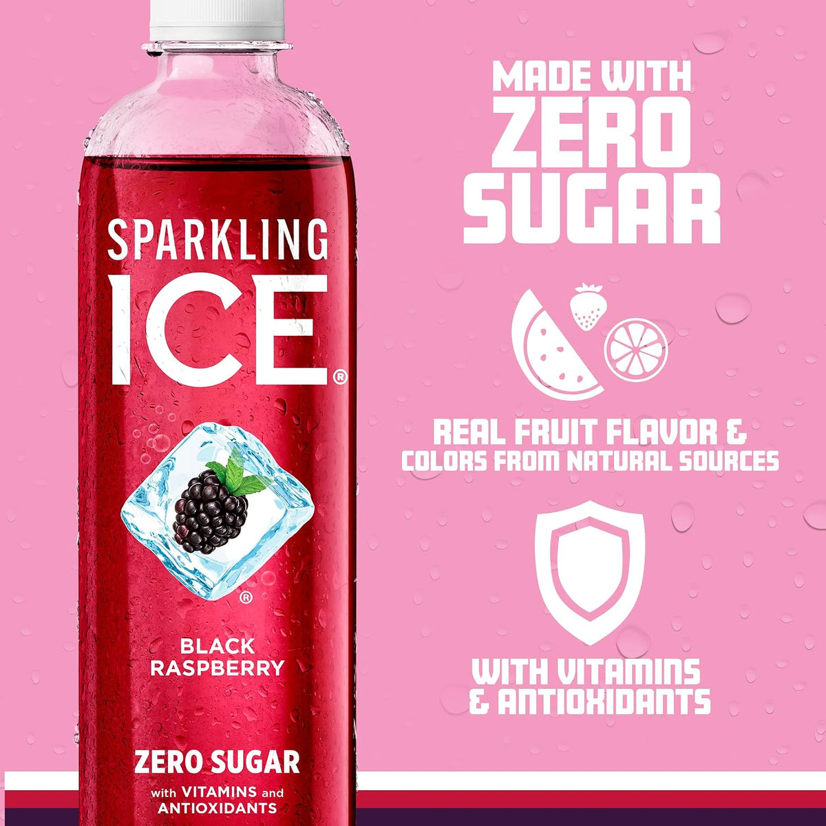 Black raspberry sparkling water with vitamins and antioxidants
