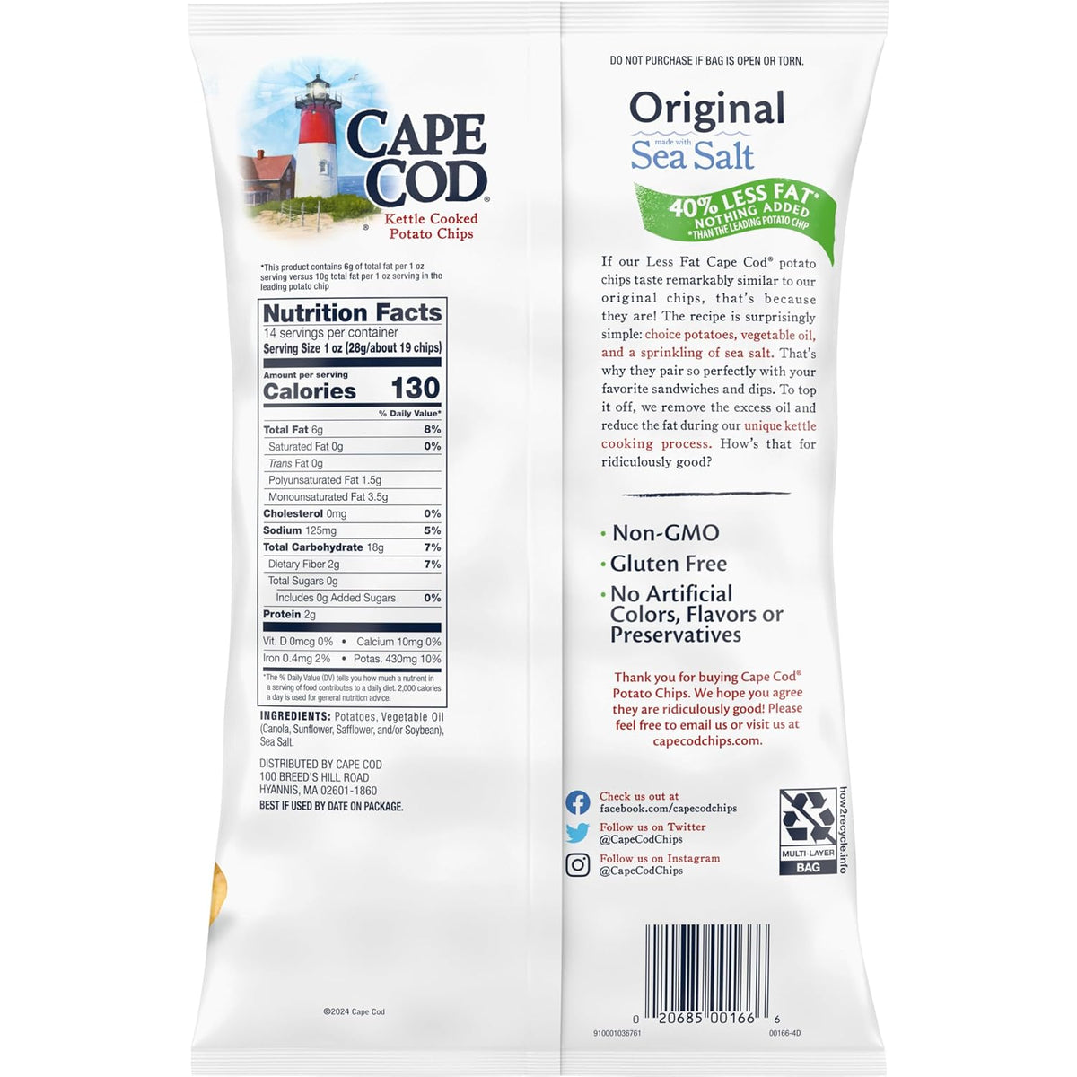 Cape Cod crunchy original kettle chips 14 oz