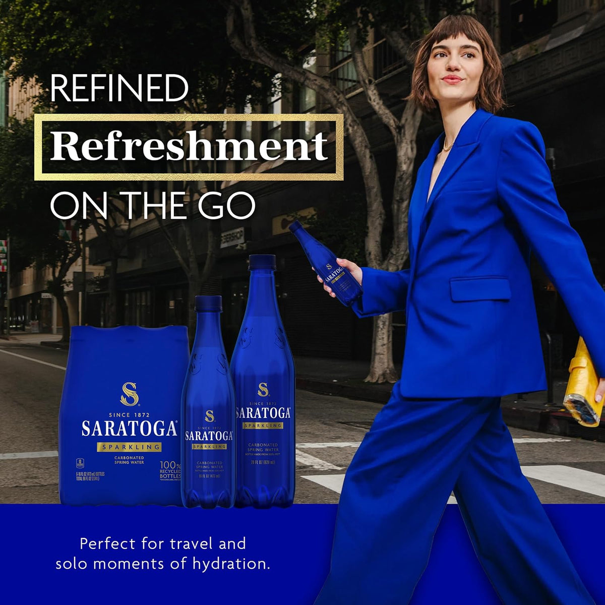 Saratoga sparkling bottled water for events and commuting