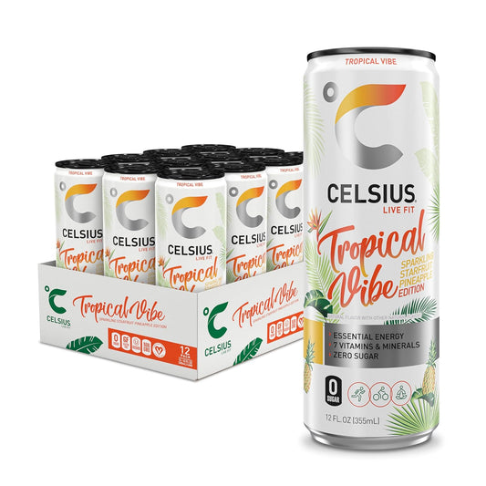 CELSIUS Tropical Vibe starfruit pineapple energy drink can