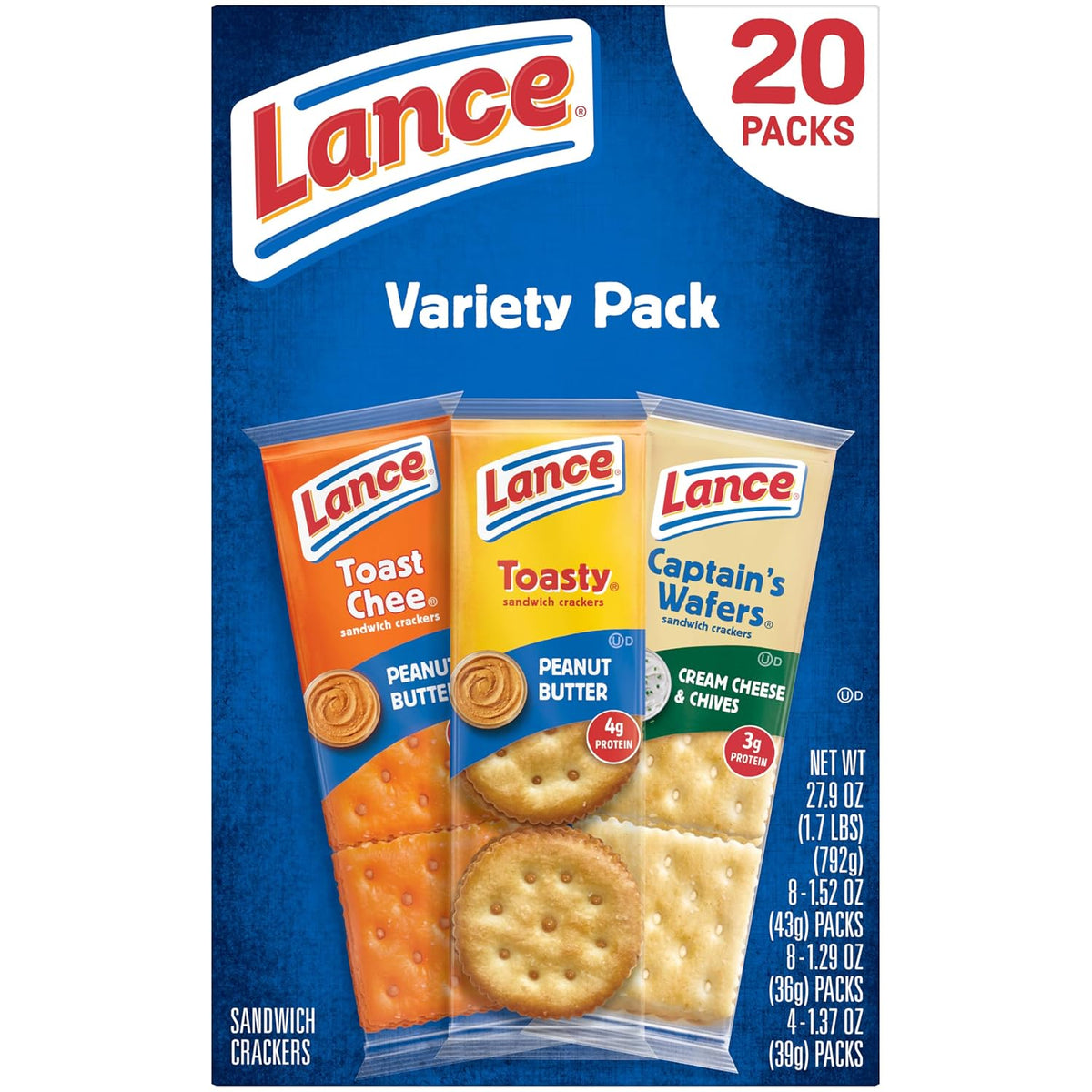 Lance grab-and-go sandwich cracker snack packs variety box