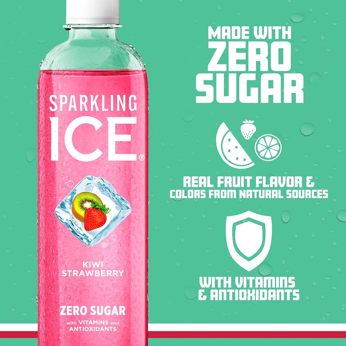 Kiwi strawberry zero sugar sparkling water bottles