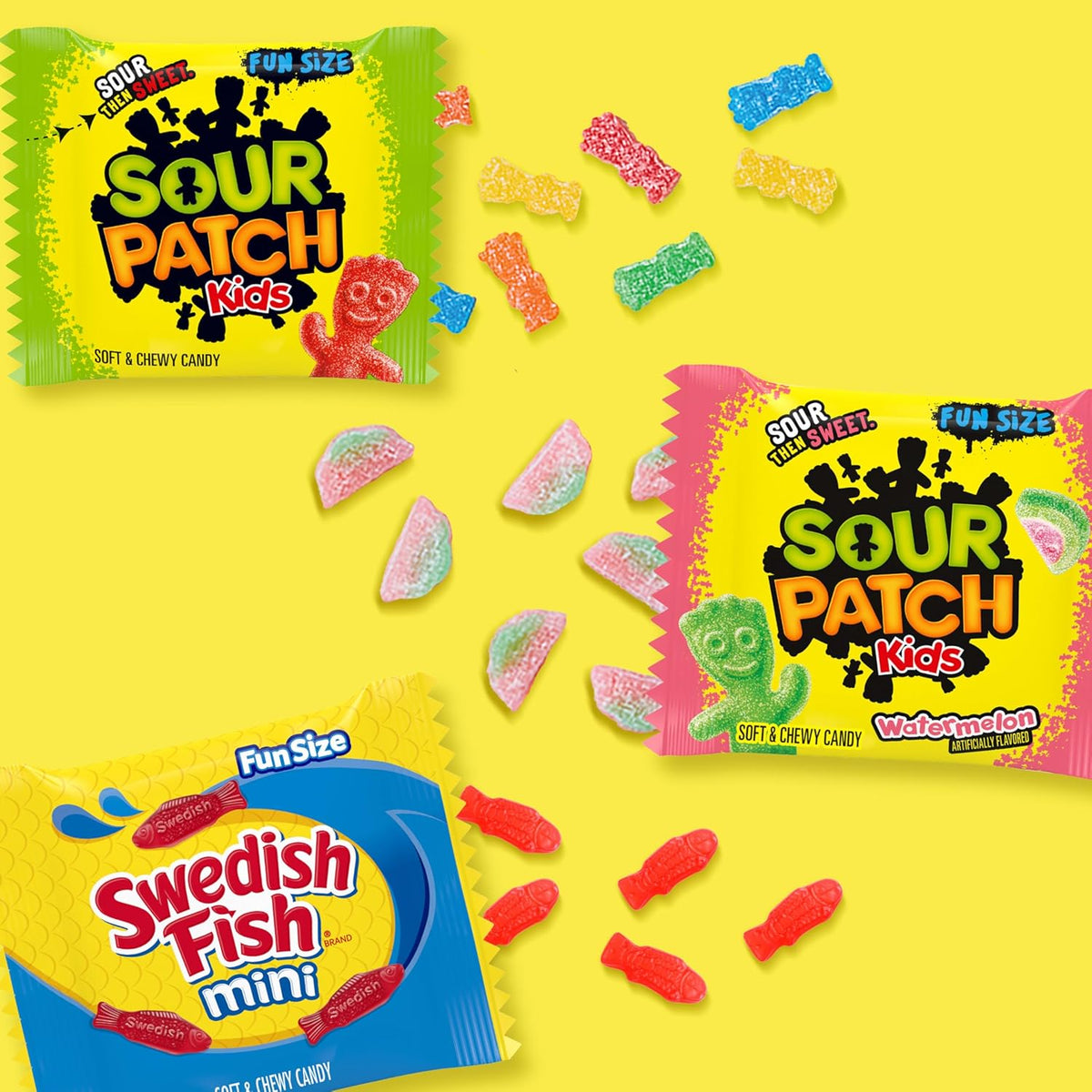 Colorful gummy candy variety pack in 80 count bag