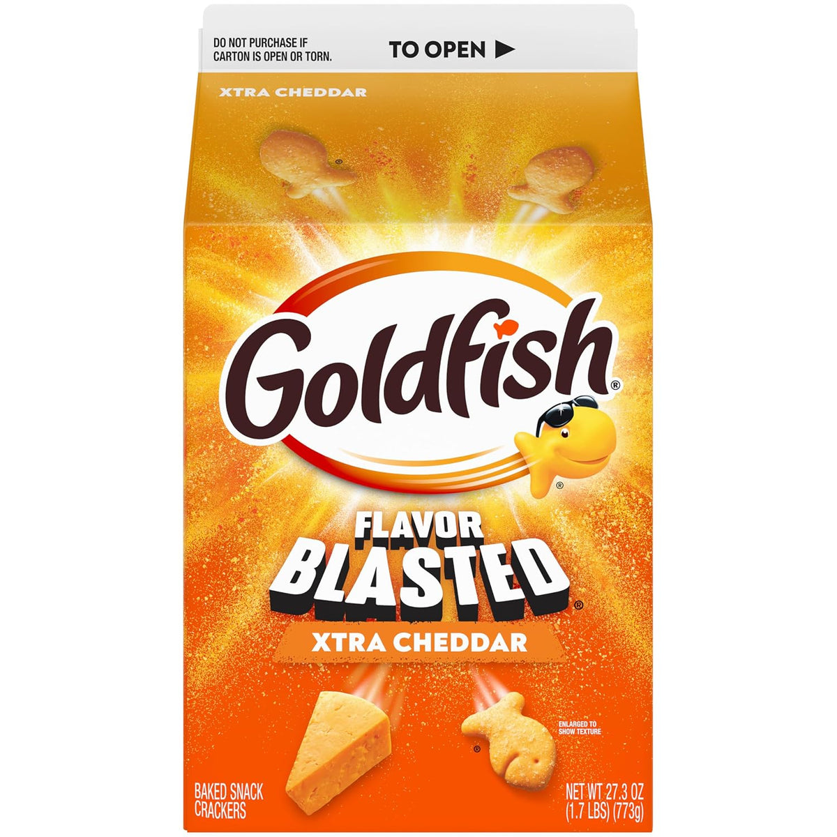Xtra Cheddar Goldfish crunchy crackers for snacking