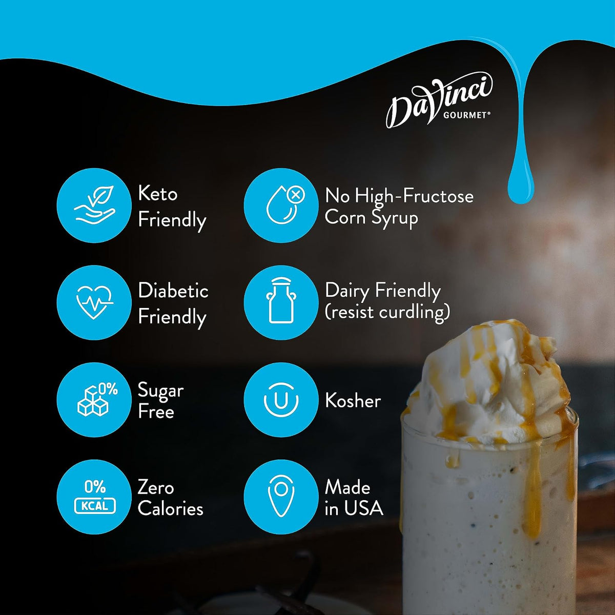 Coffeehouse-style sugar-free vanilla beverage syrup