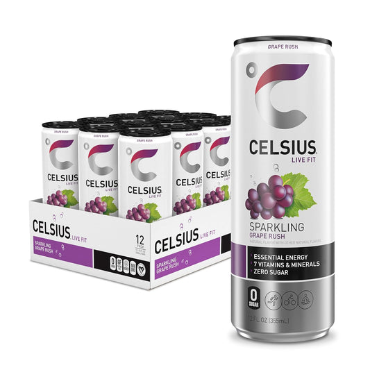 CELSIUS Grape Rush sparkling energy drink cans