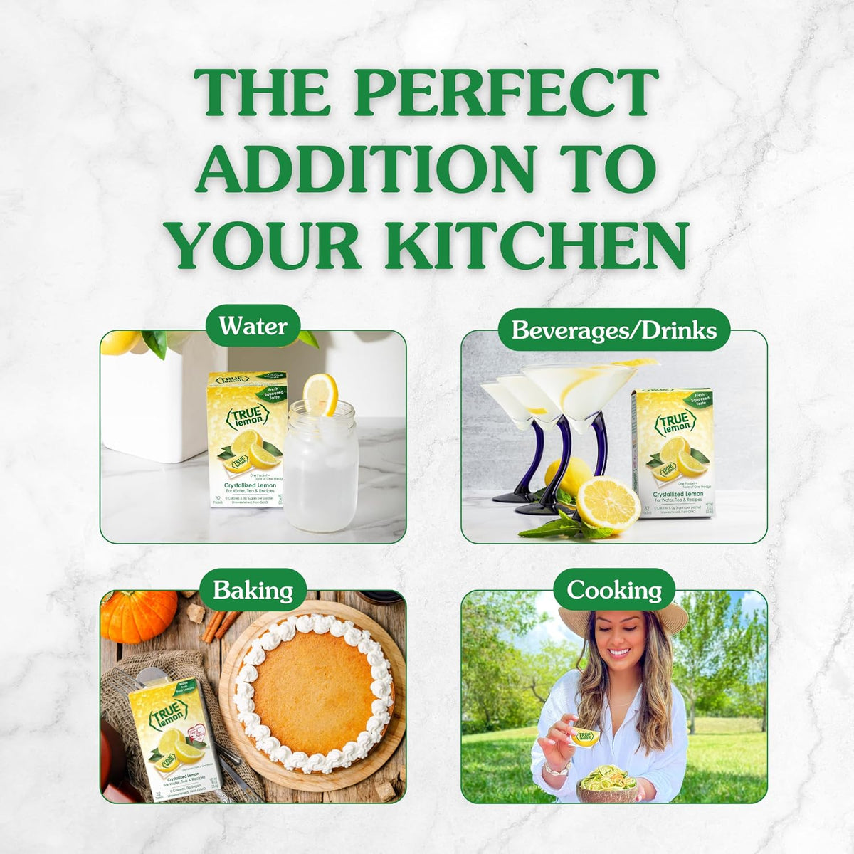 TRUE LEMON lemon wedge replacement packets for drinks and recipes